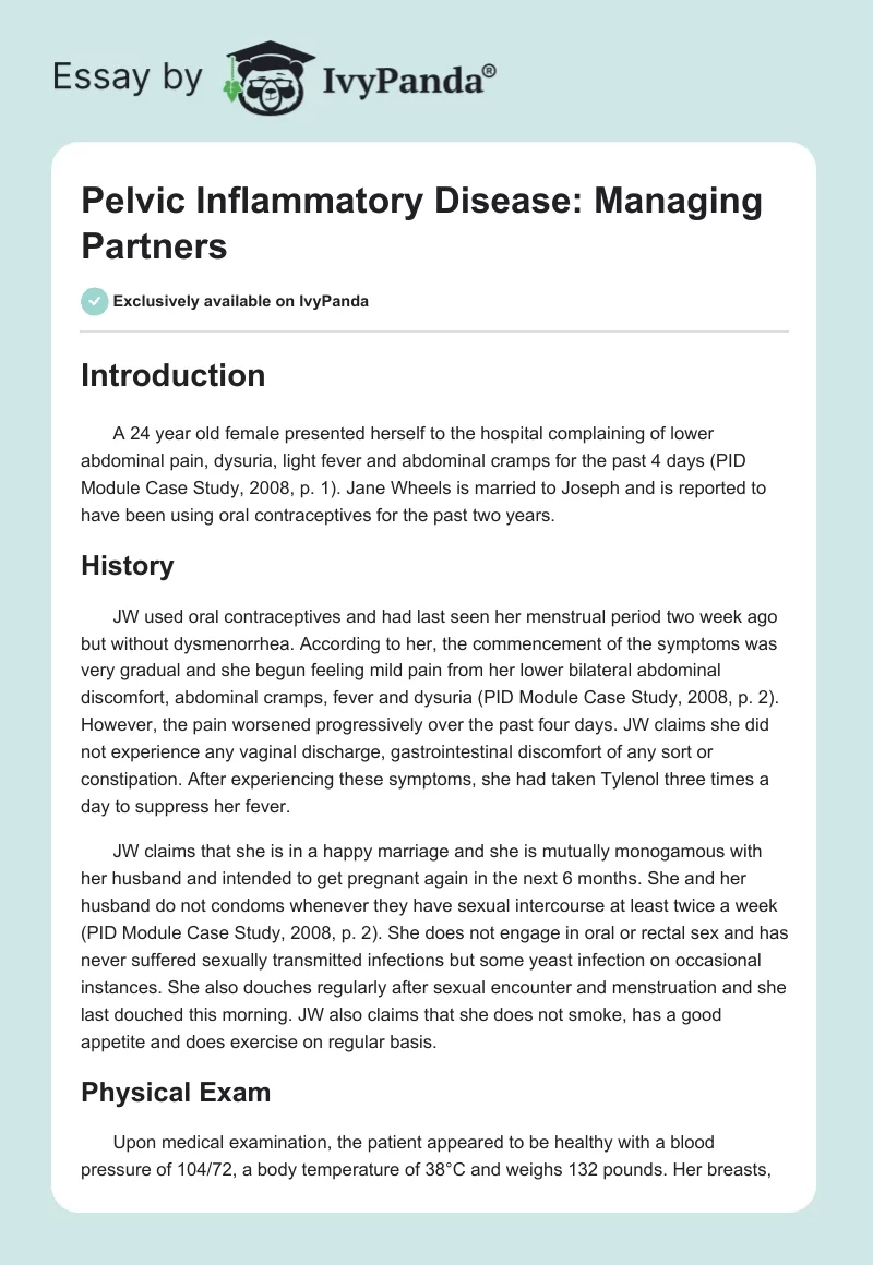 Pelvic Inflammatory Disease: Managing Partners. Page 1