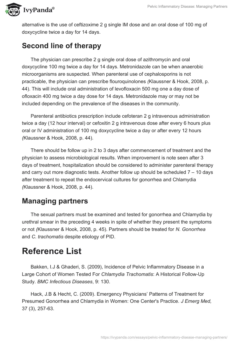 Pelvic Inflammatory Disease: Managing Partners. Page 5