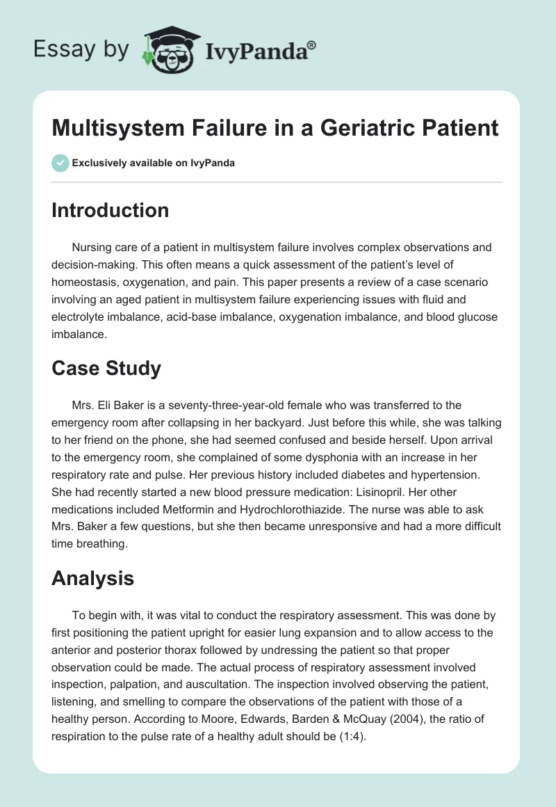 Multisystem Failure in a Geriatric Patient. Page 1