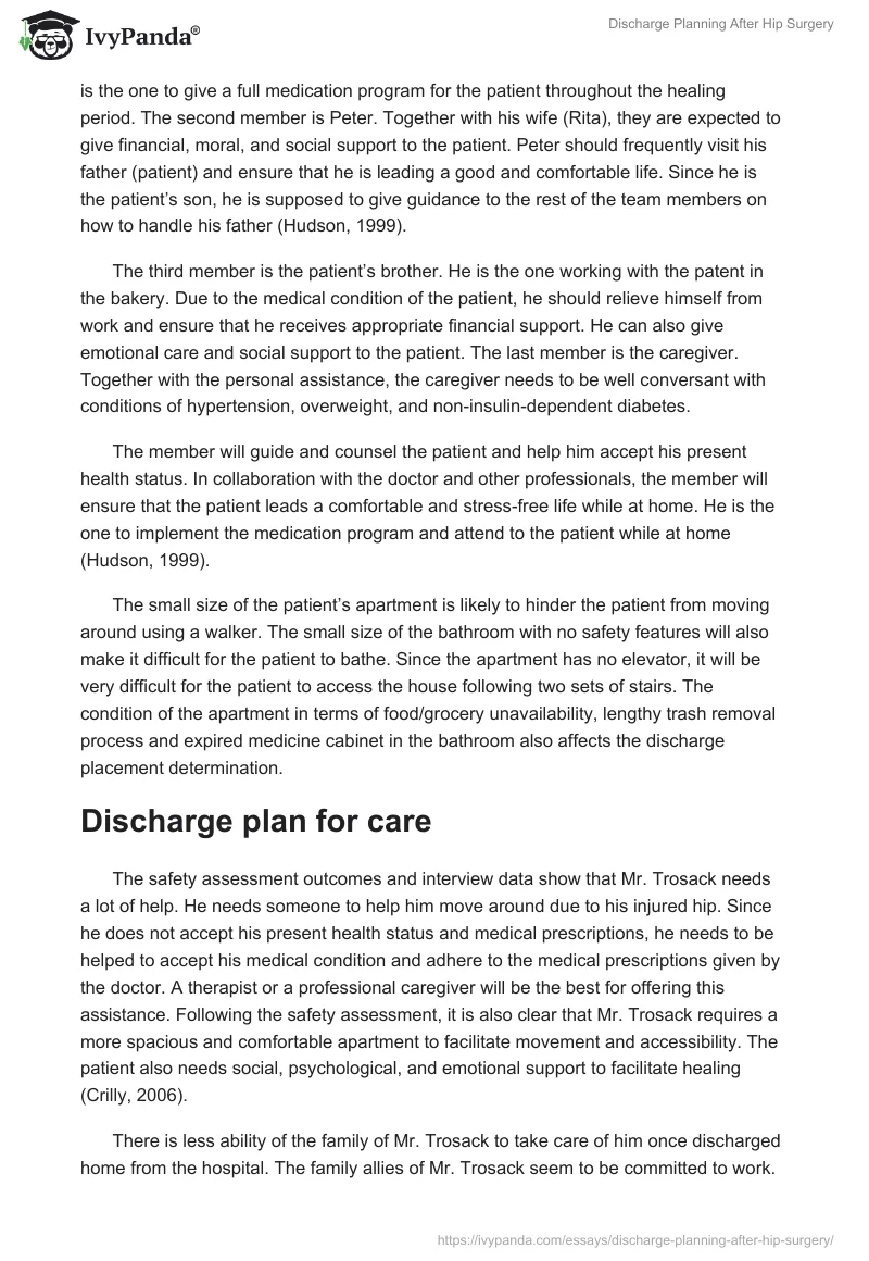 Discharge Planning After Hip Surgery. Page 2