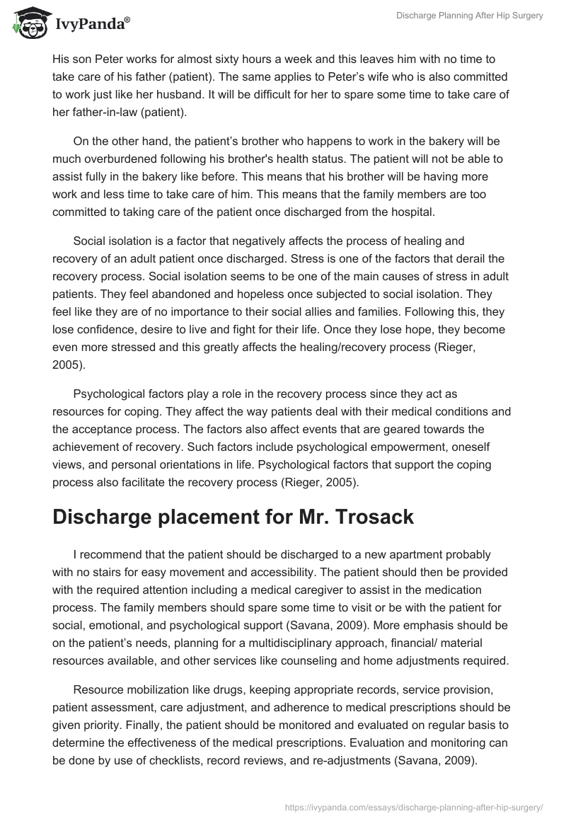 Discharge Planning After Hip Surgery. Page 3