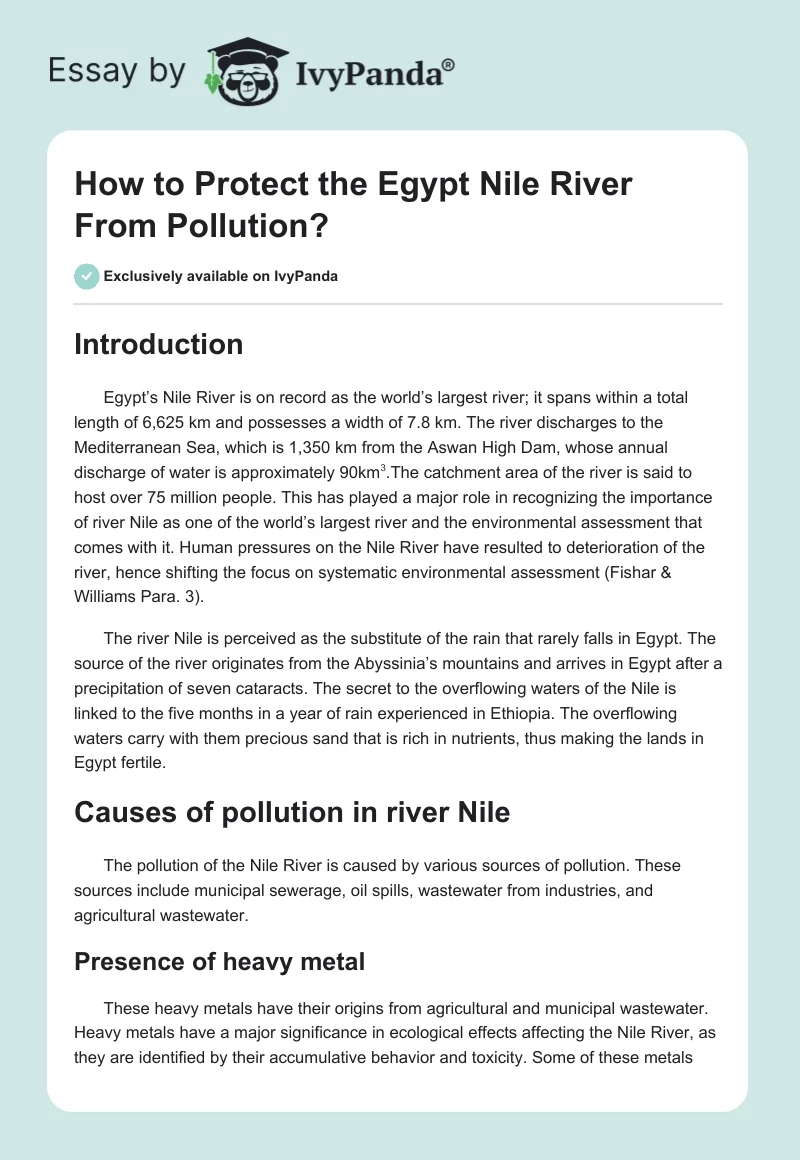 How to Protect the Egypt Nile River From Pollution?. Page 1