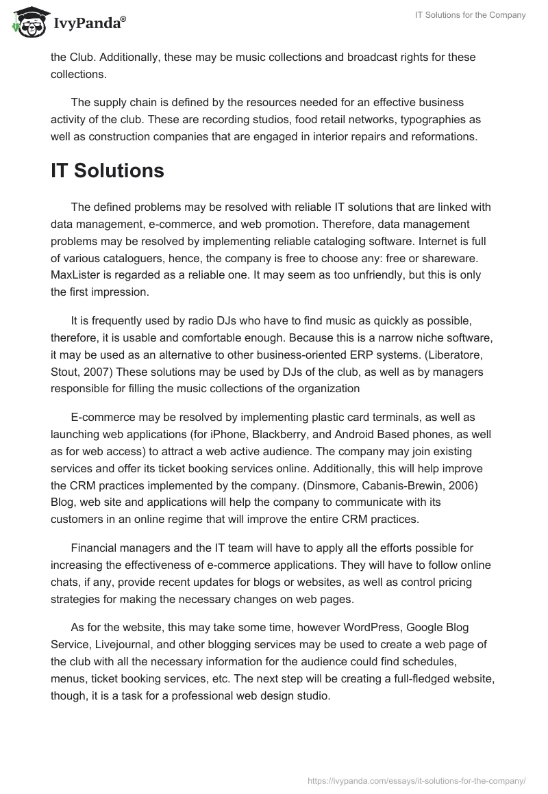 IT Solutions for the Company. Page 2