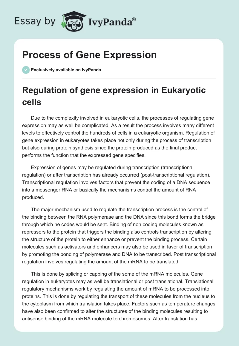 Process of Gene Expression. Page 1