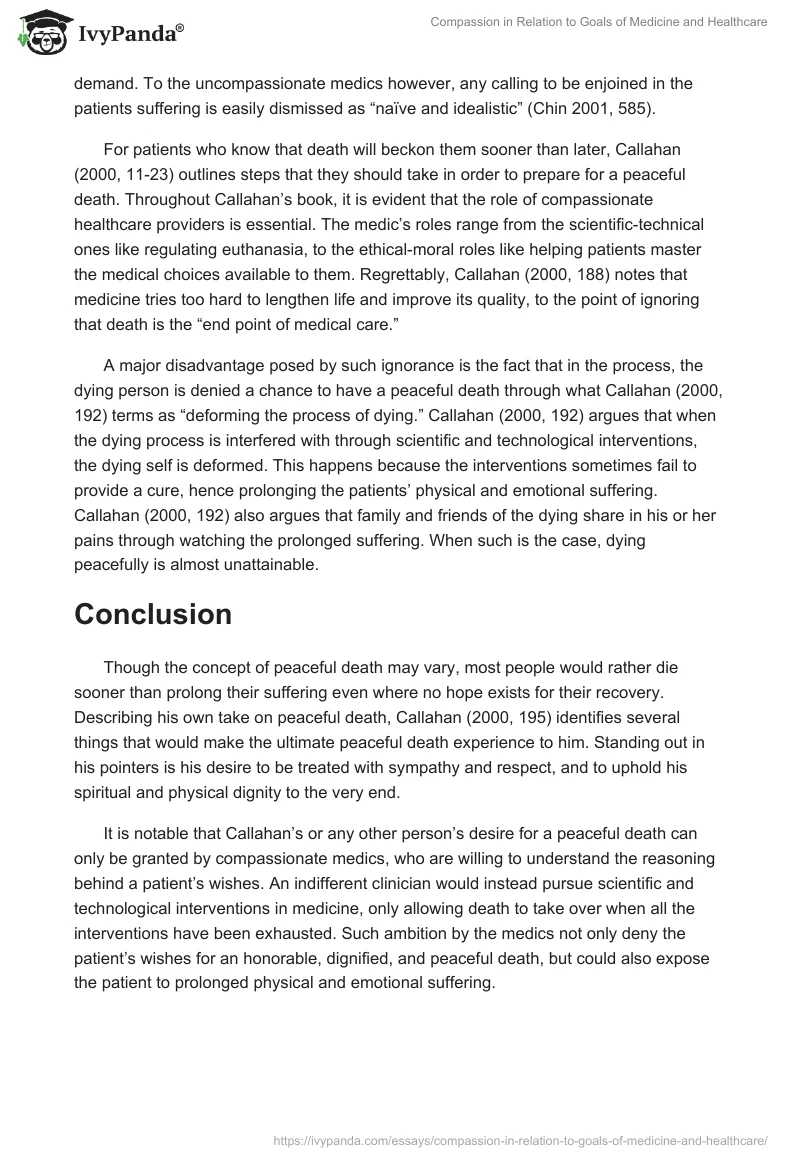 Compassion in Relation to Goals of Medicine and Healthcare. Page 4