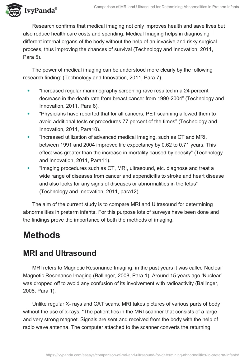 Comparison of MRI and Ultrasound for Determining Abnormalities in Preterm Infants. Page 2