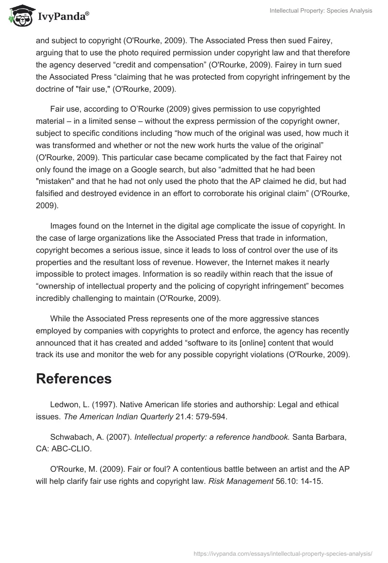 Intellectual Property: Species Analysis. Page 3