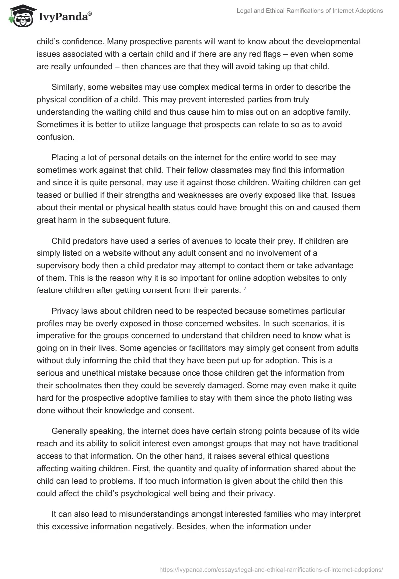 Legal and Ethical Ramifications of Internet Adoptions. Page 5