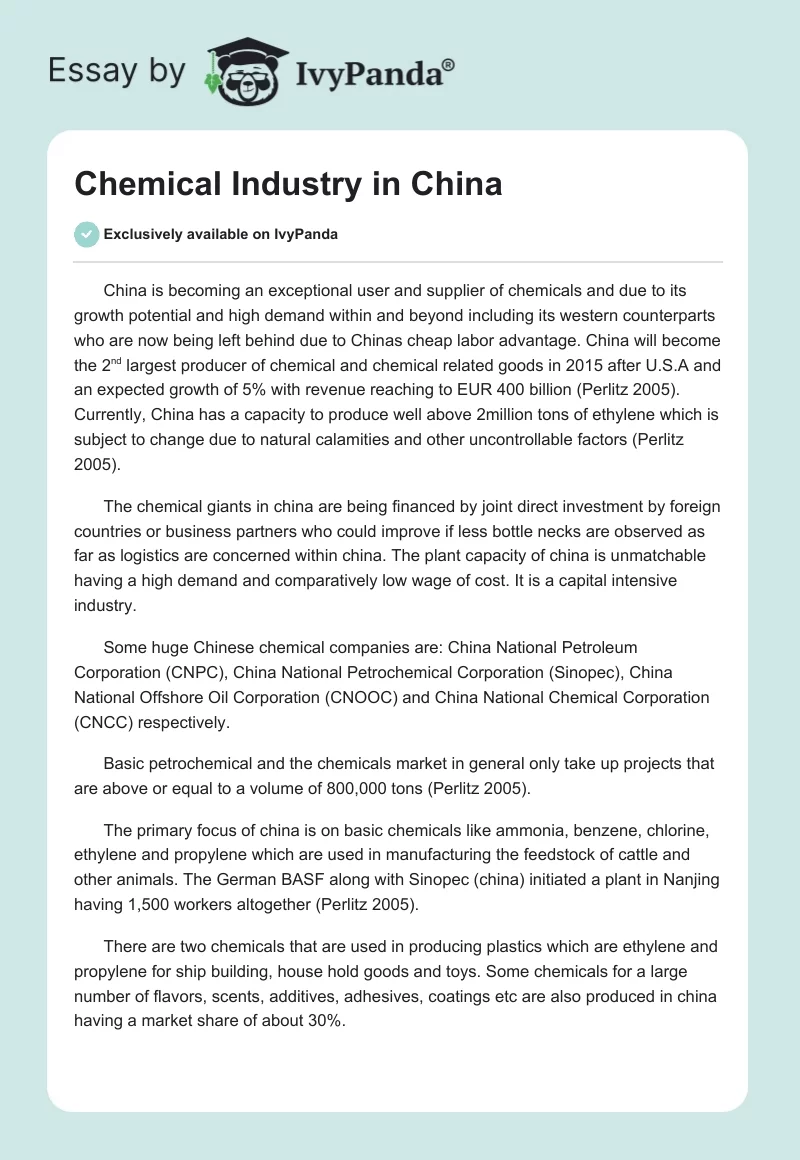 Chemical Industry in China. Page 1