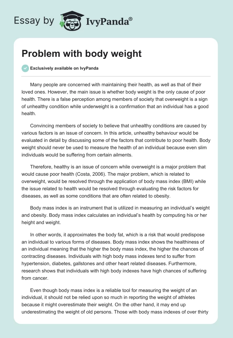 Problem with body weight. Page 1