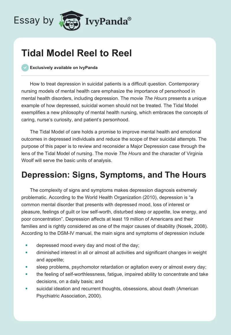 Tidal Model Reel to Reel. Page 1