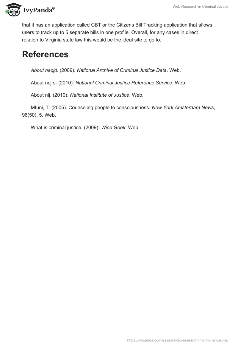 Web Research in Criminal Justice. Page 3