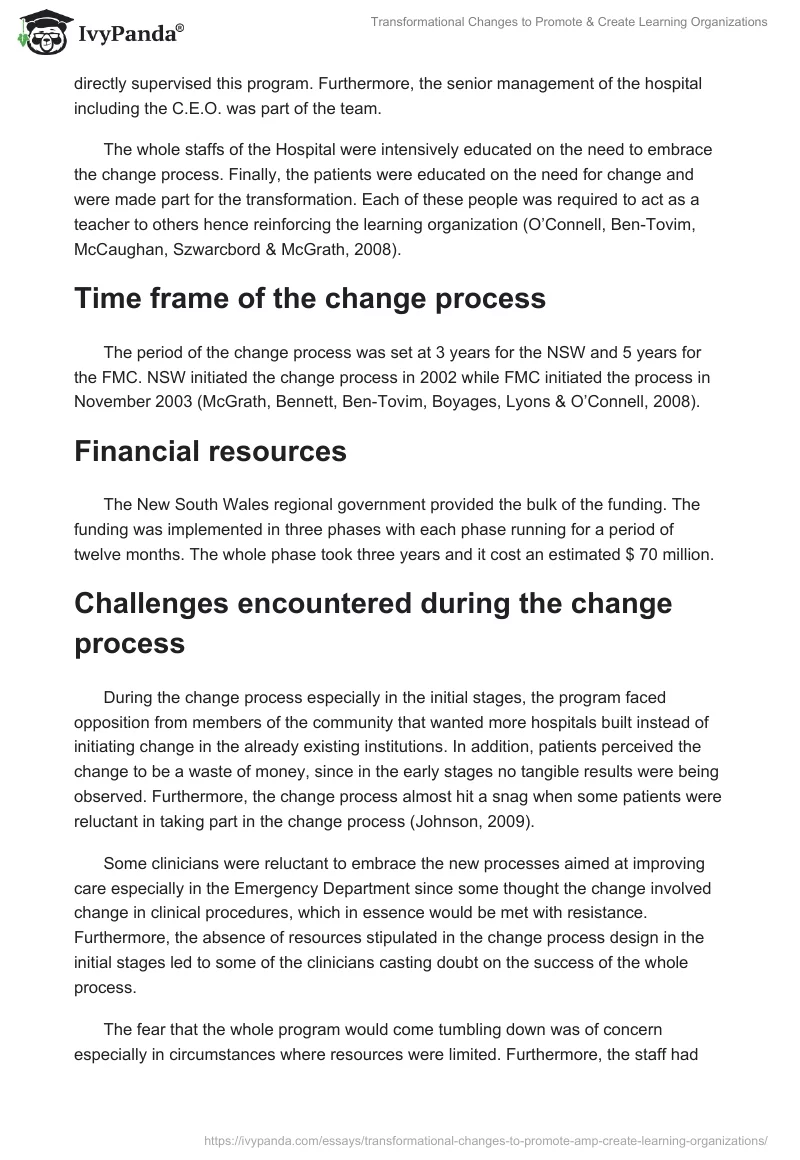 Transformational Changes to Promote & Create Learning Organizations. Page 2