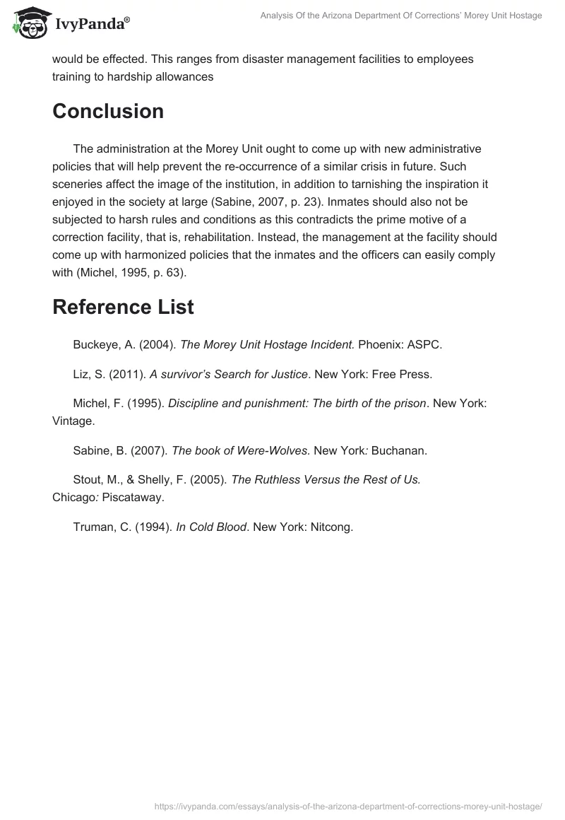 Analysis Of the Arizona Department Of Corrections’ Morey Unit Hostage. Page 5