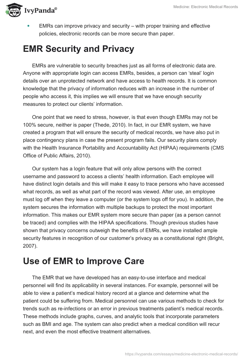 Medicine: Electronic Medical Records. Page 2