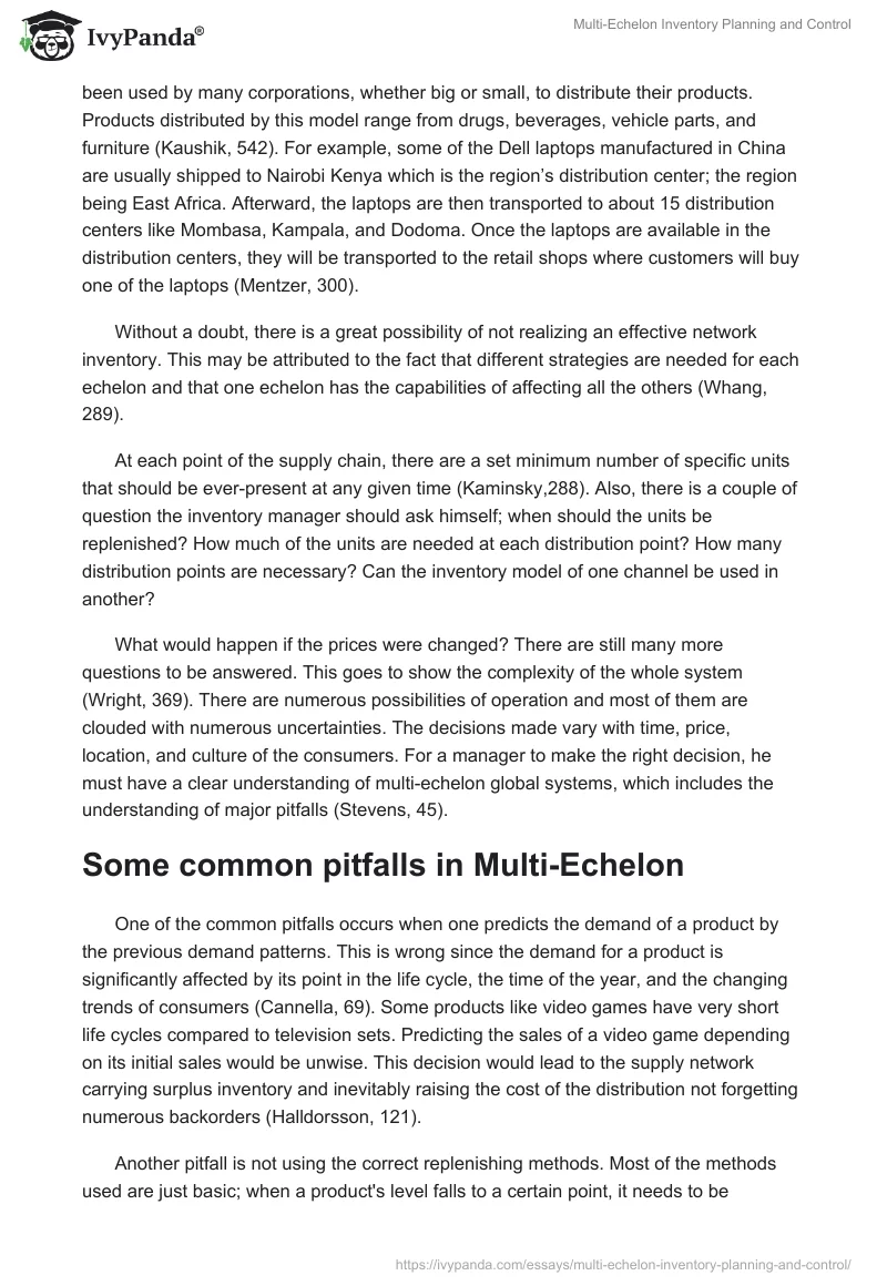 Multi-Echelon Inventory Planning and Control. Page 2