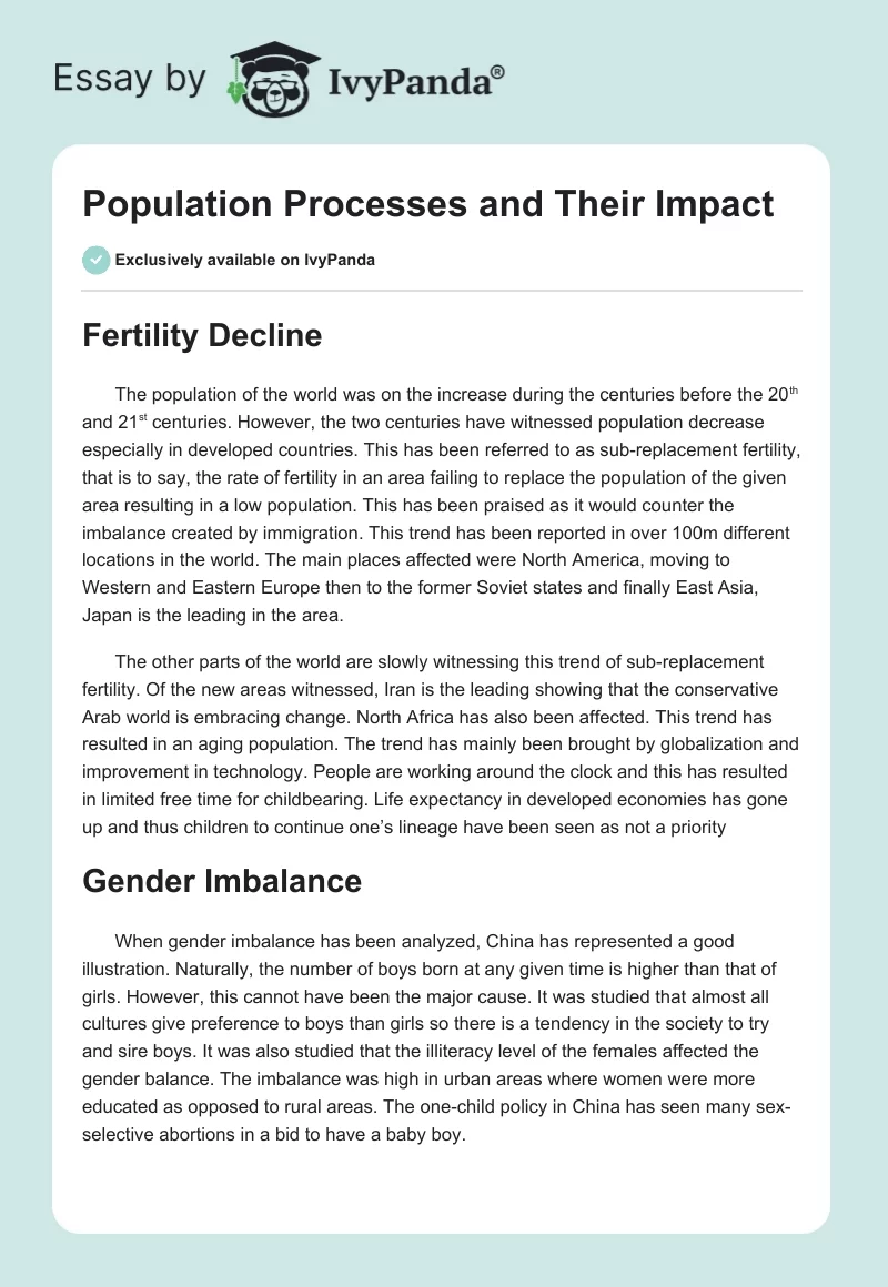 Population Processes and Their Impact. Page 1