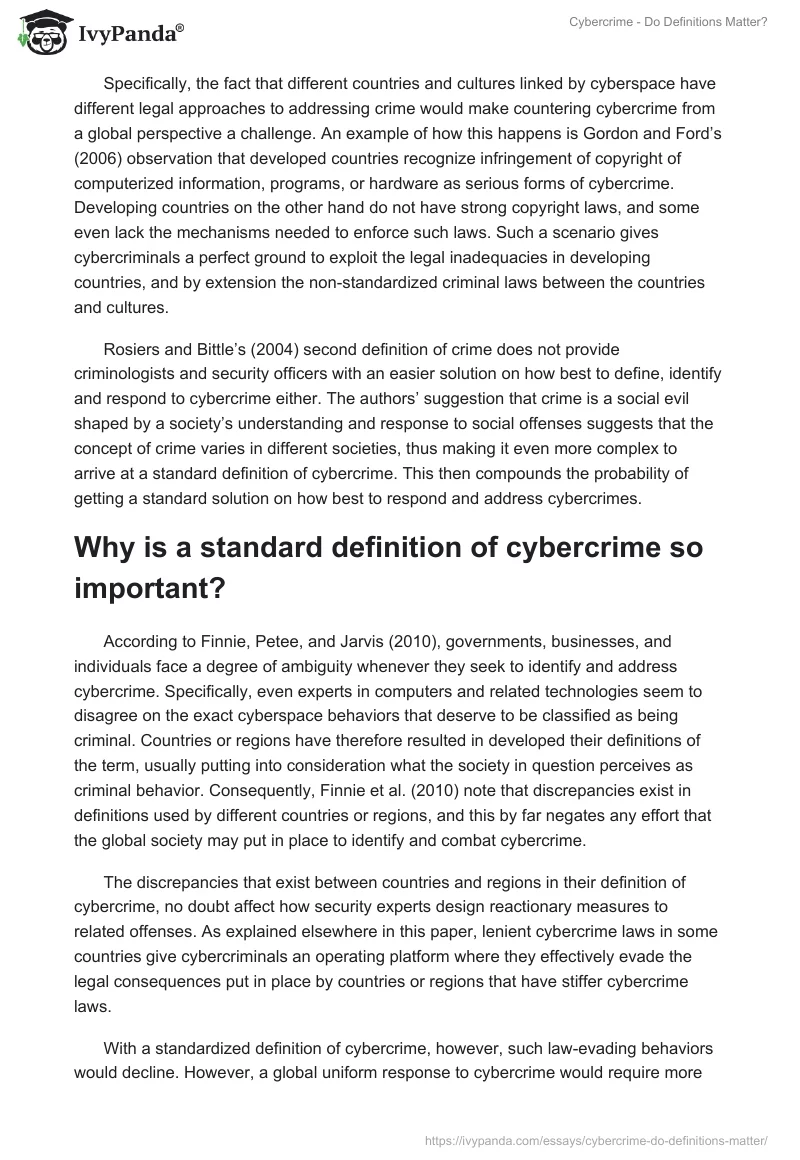 Cybercrime - Do Definitions Matter?. Page 5