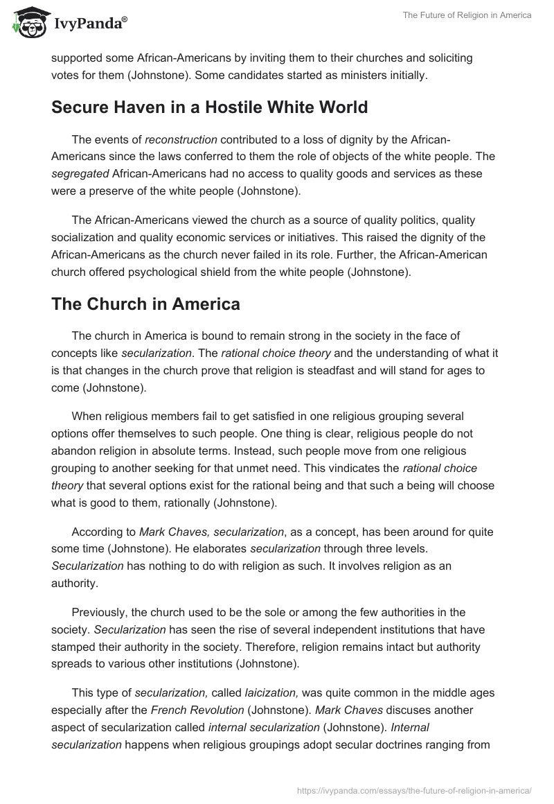 The Future of Religion in America. Page 3