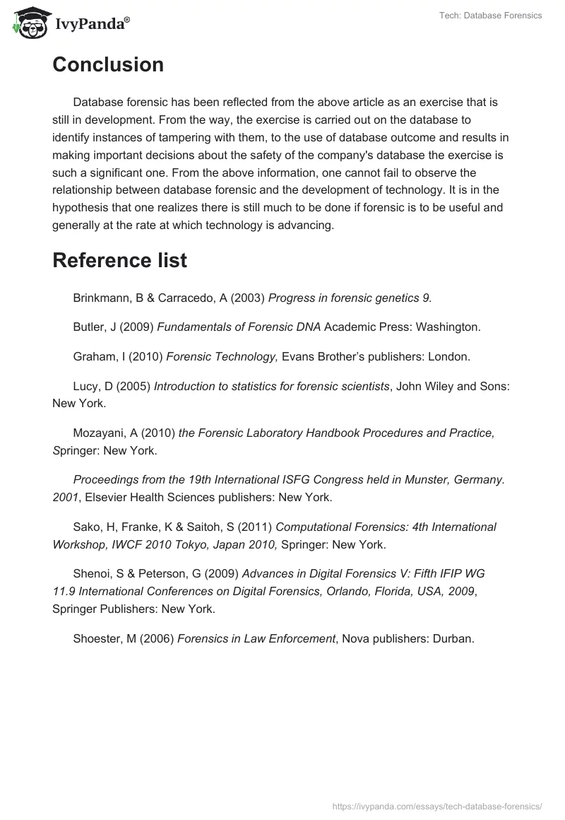 Tech: Database Forensics. Page 3