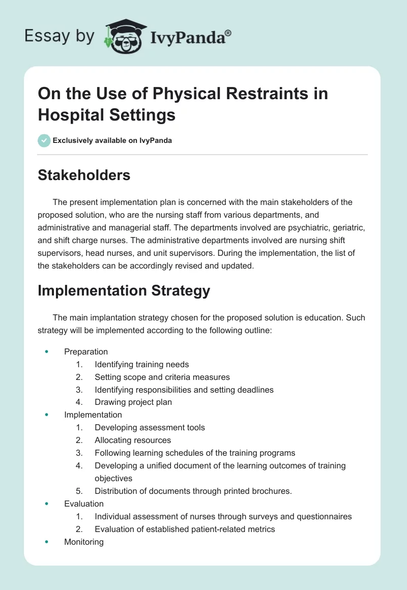 On the Use of Physical Restraints in Hospital Settings. Page 1