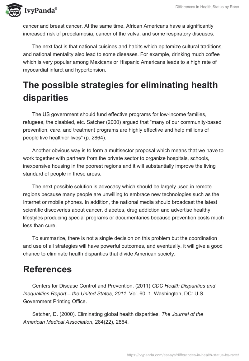 Differences in Health Status by Race. Page 2