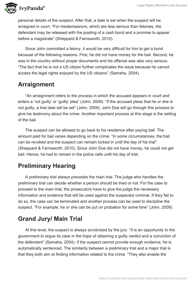 Legal Rights Afforded to the Accused. Page 2