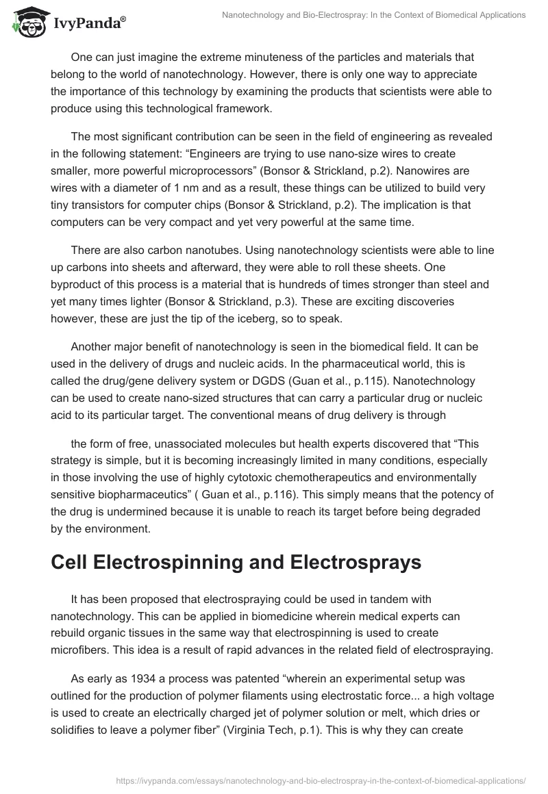 Nanotechnology and Bio-Electrospray: In the Context of Biomedical Applications. Page 2