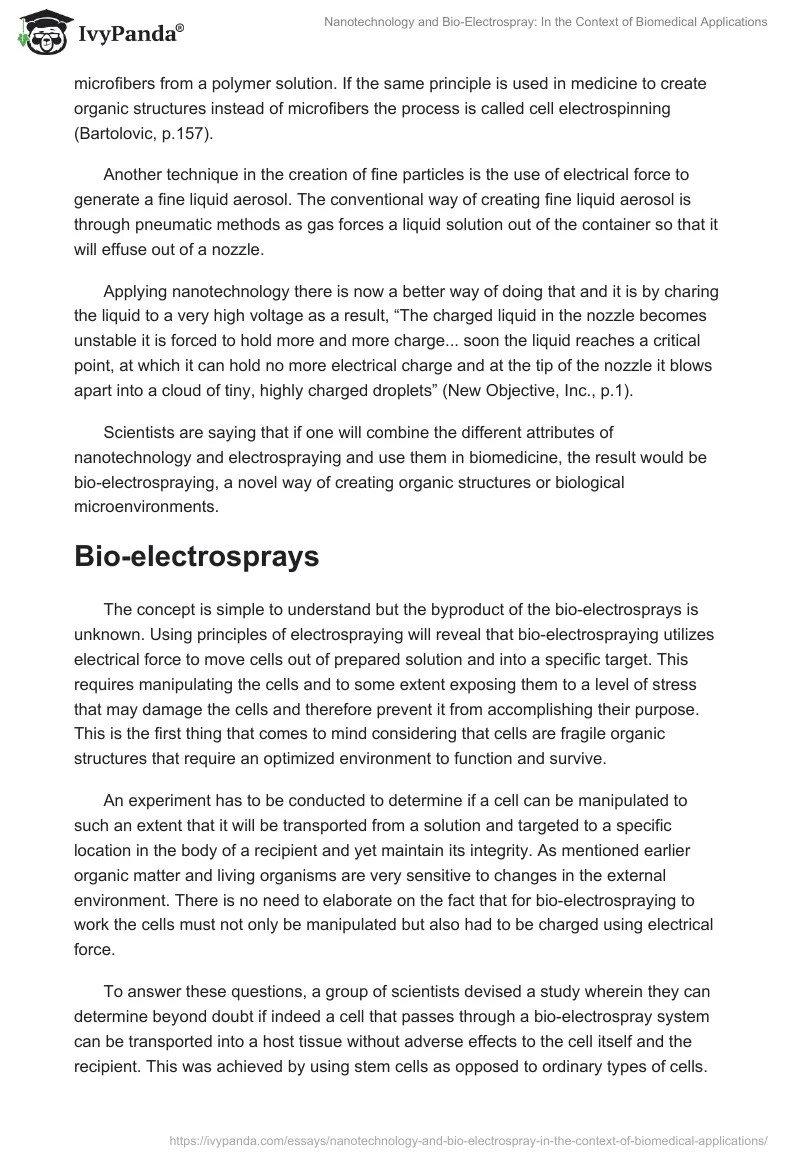 Nanotechnology and Bio-Electrospray: In the Context of Biomedical Applications. Page 3