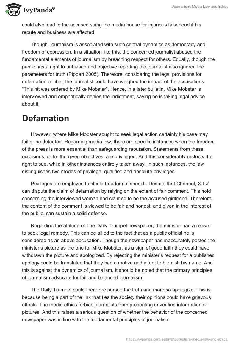 Journalism: Media Law and Ethics. Page 2