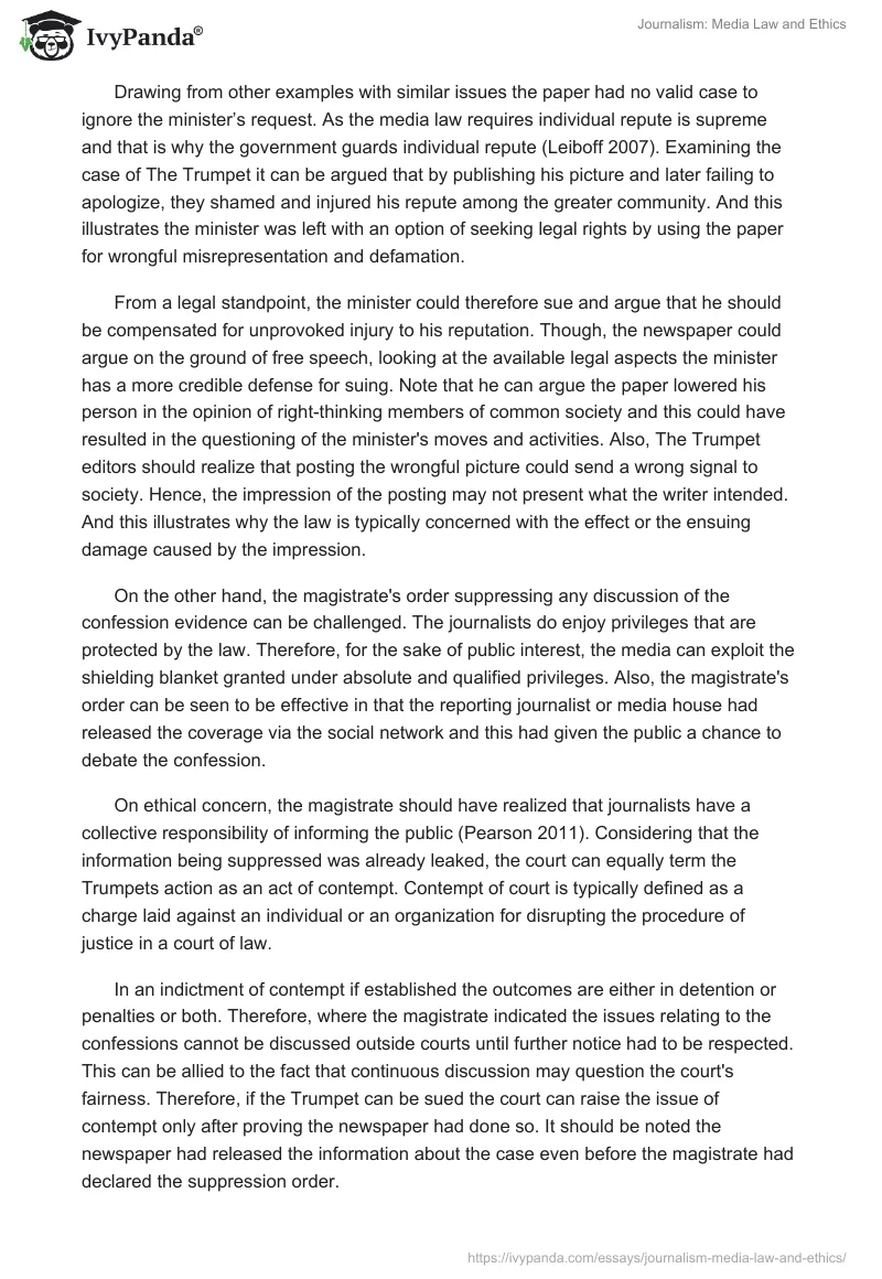Journalism: Media Law and Ethics. Page 3