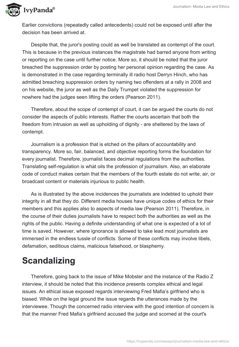 Journalism: Media Law and Ethics. Page 5