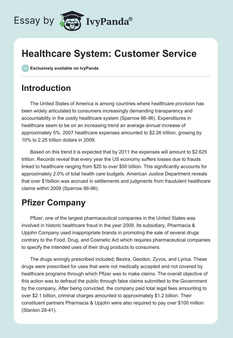 Healthcare System: Customer Service. Page 1