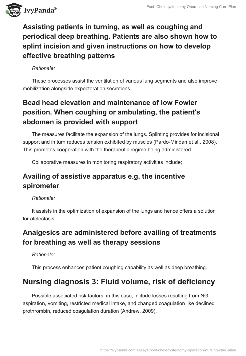 Post- Cholecystectomy Operation Nursing Care Plan. Page 5