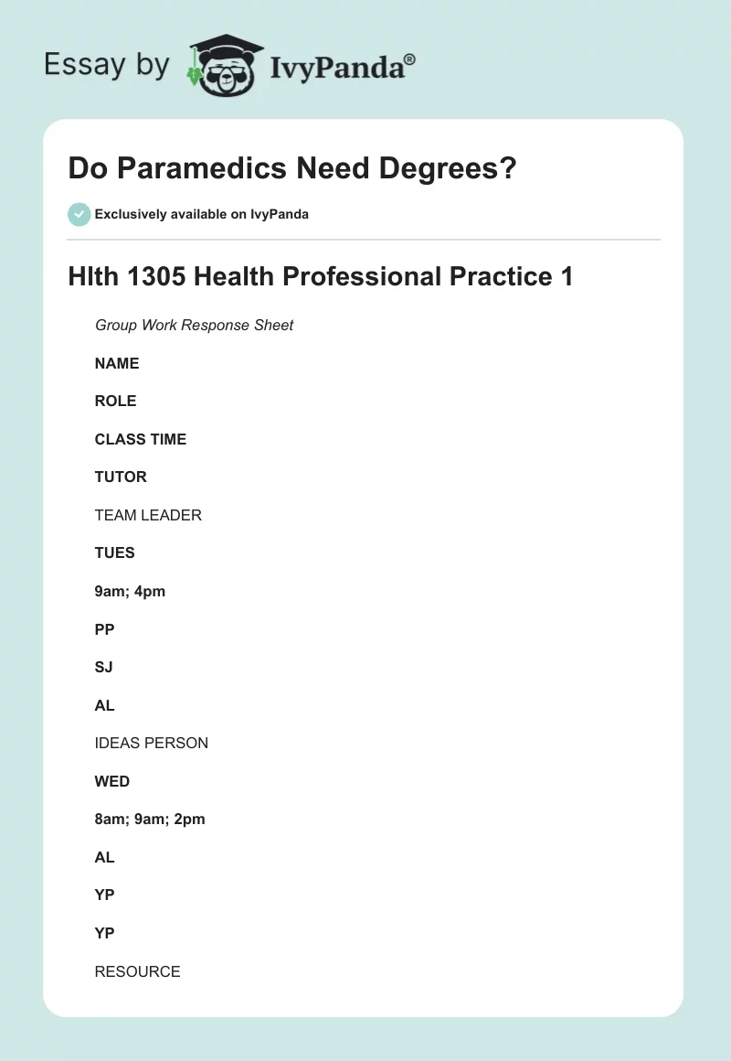 Do Paramedics Need Degrees?. Page 1