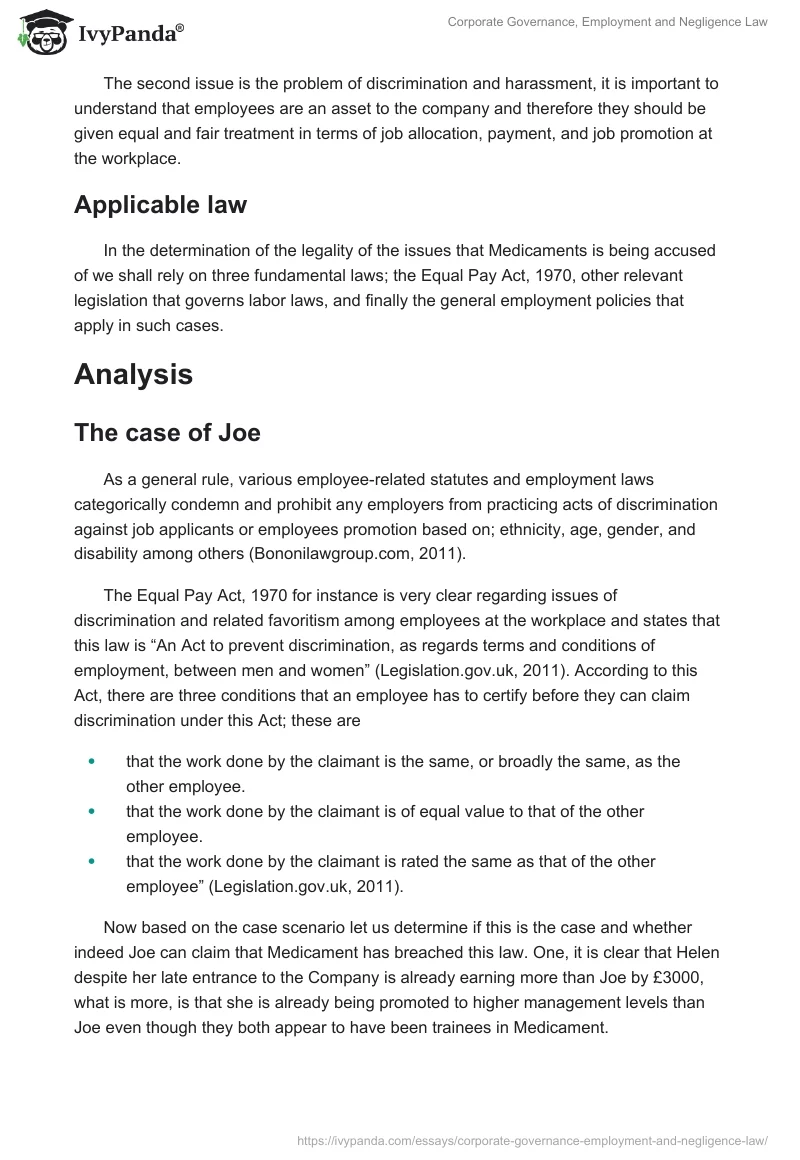 Corporate Governance, Employment and Negligence Law. Page 5