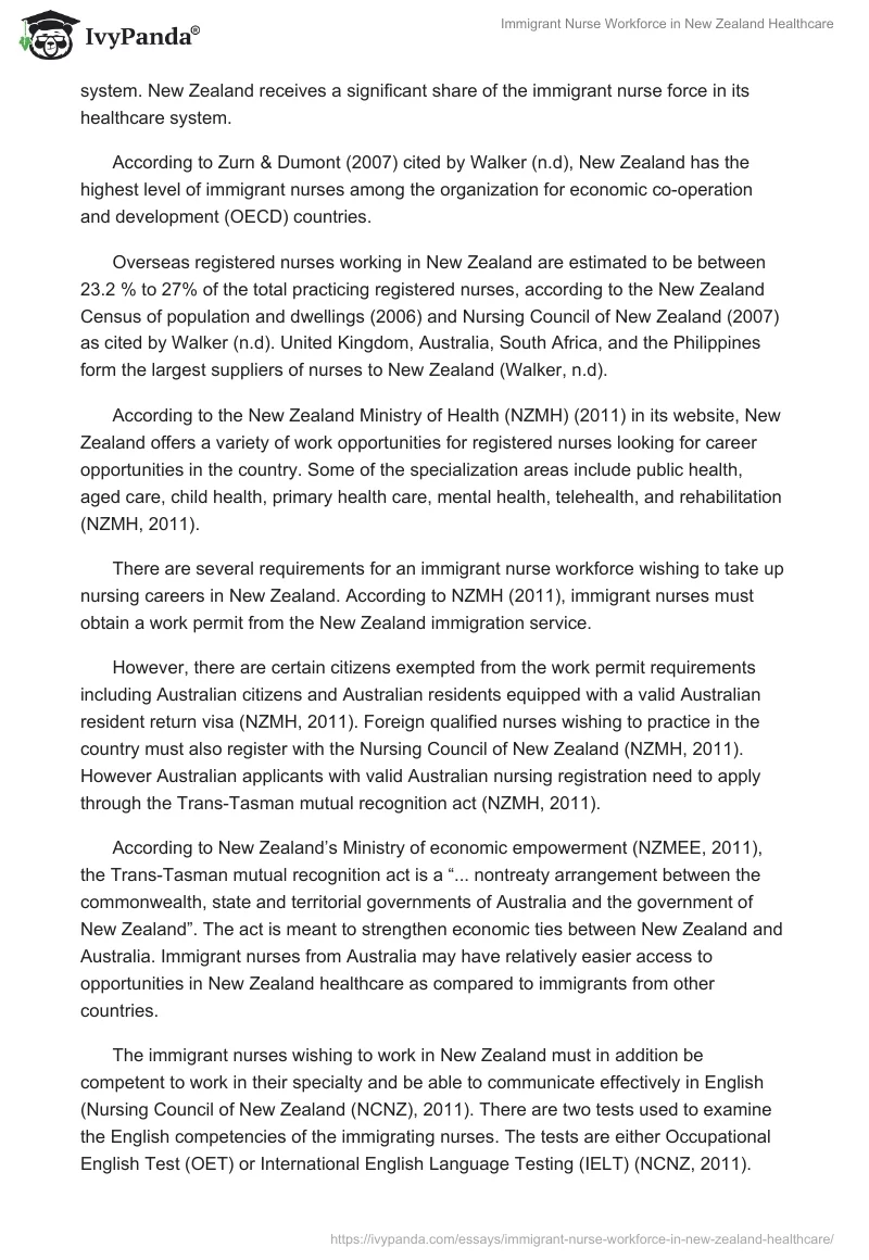 Immigrant Nurse Workforce in New Zealand Healthcare. Page 5