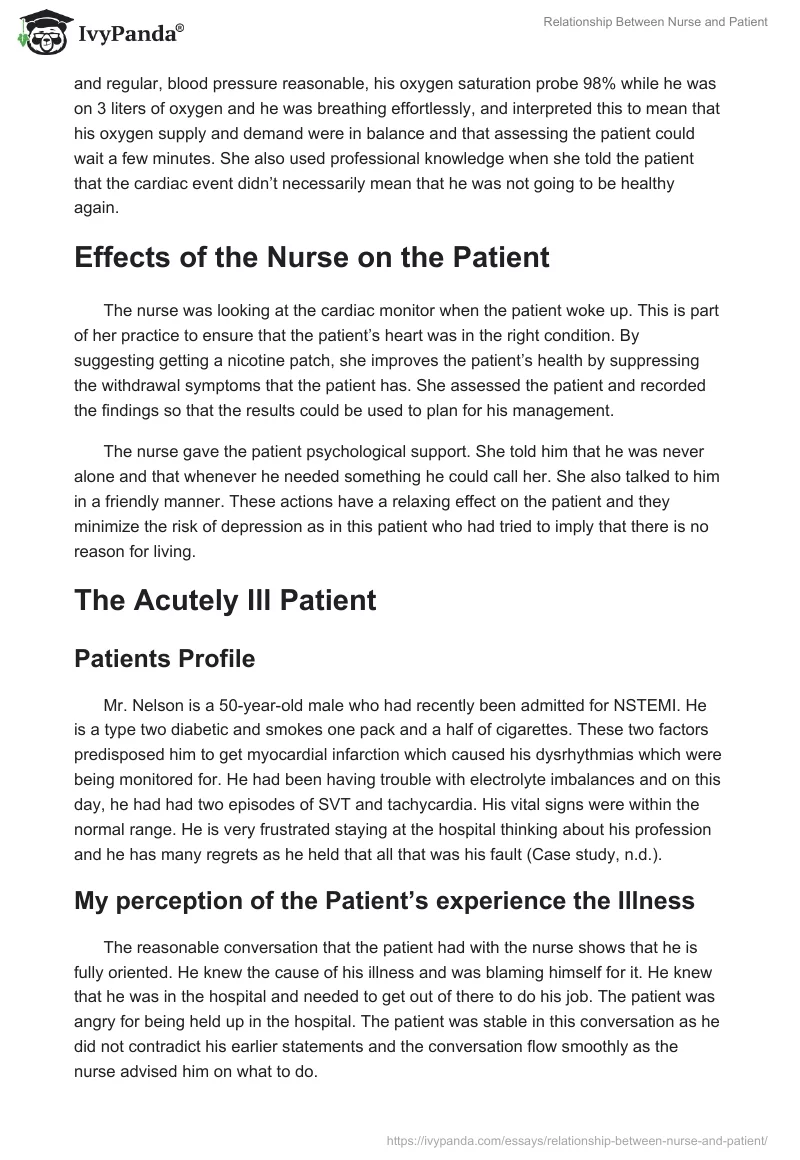 Relationship Between Nurse and Patient. Page 3