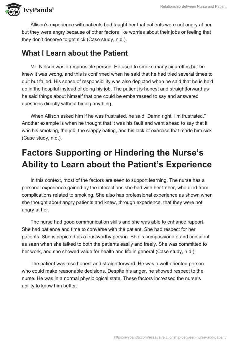 Relationship Between Nurse and Patient. Page 4