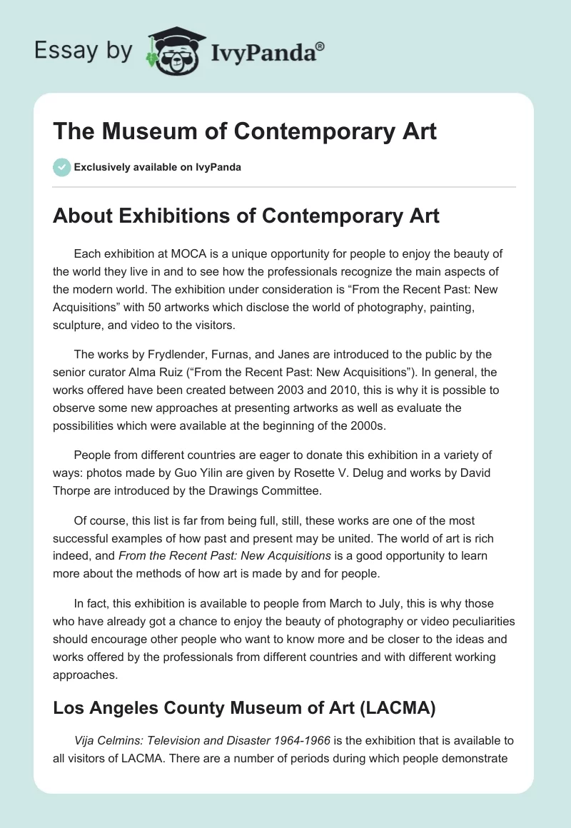 The Museum of Contemporary Art. Page 1