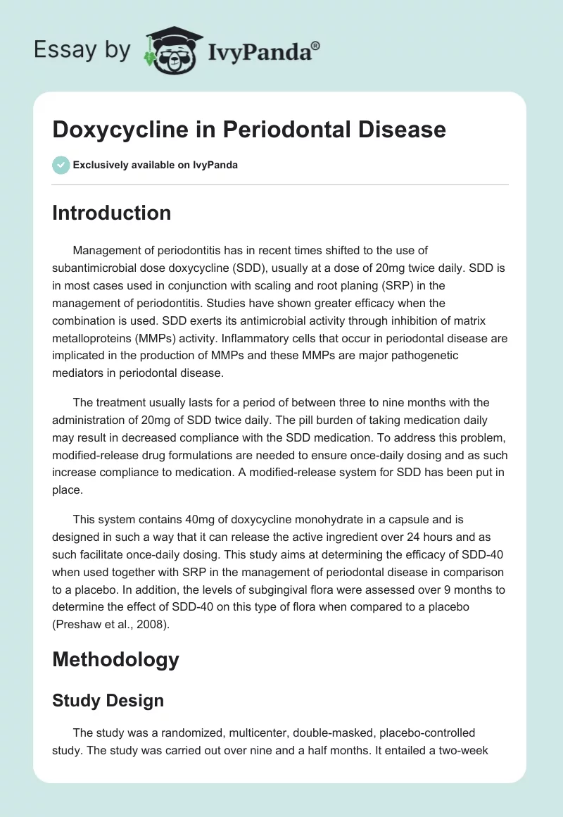 Doxycycline in Periodontal Disease. Page 1