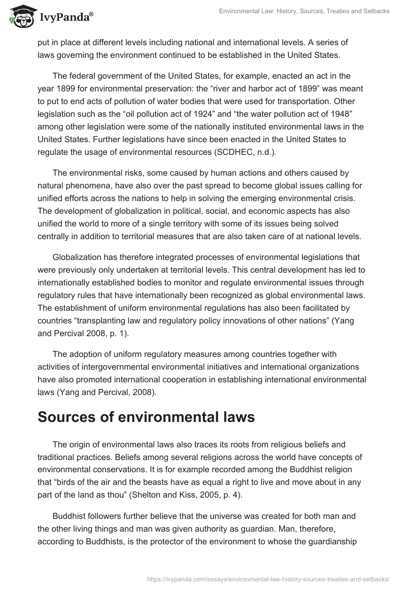 Environmental Law: History, Sources, Treaties and Setbacks. Page 2