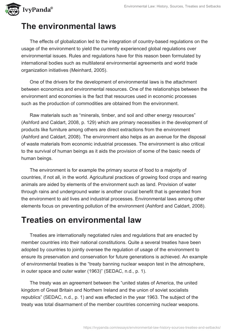 Environmental Law: History, Sources, Treaties and Setbacks. Page 4
