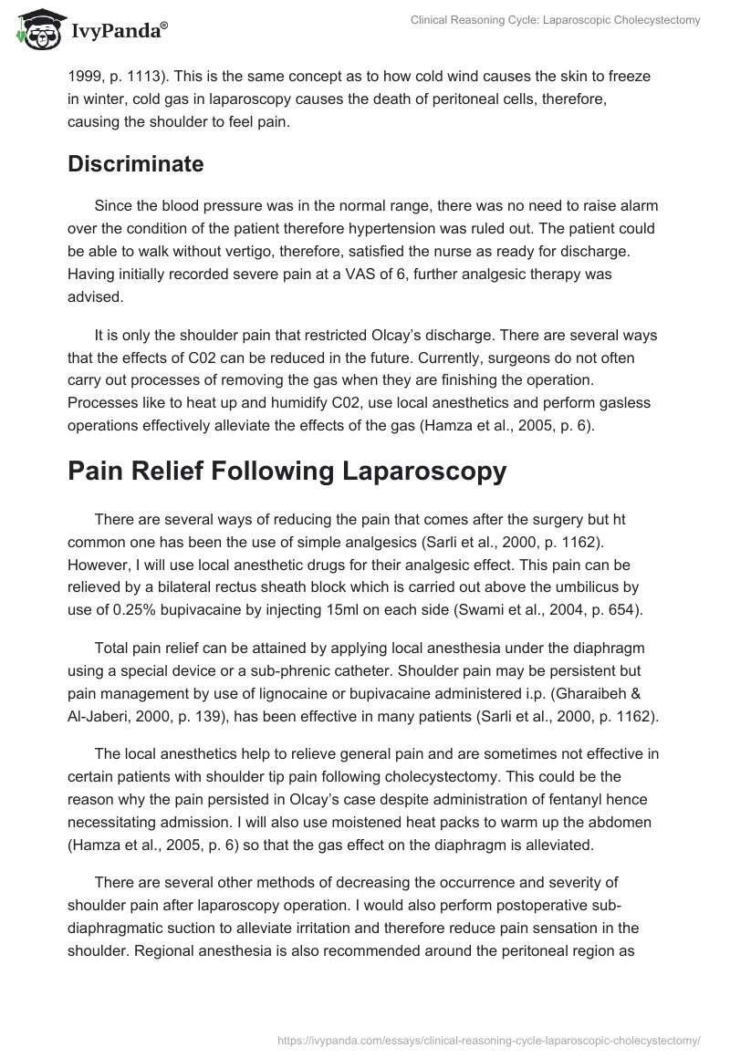 Clinical Reasoning Cycle: Laparoscopic Cholecystectomy. Page 4