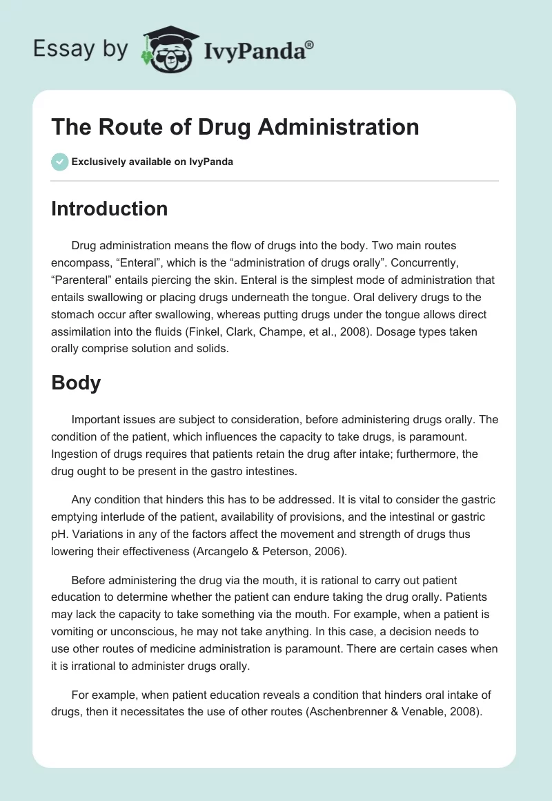 The Route of Drug Administration. Page 1