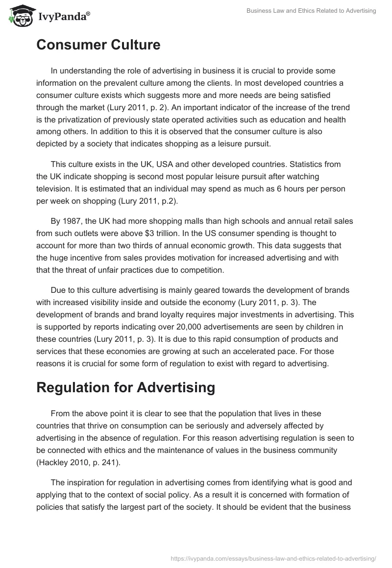 Business Law and Ethics Related to Advertising. Page 2