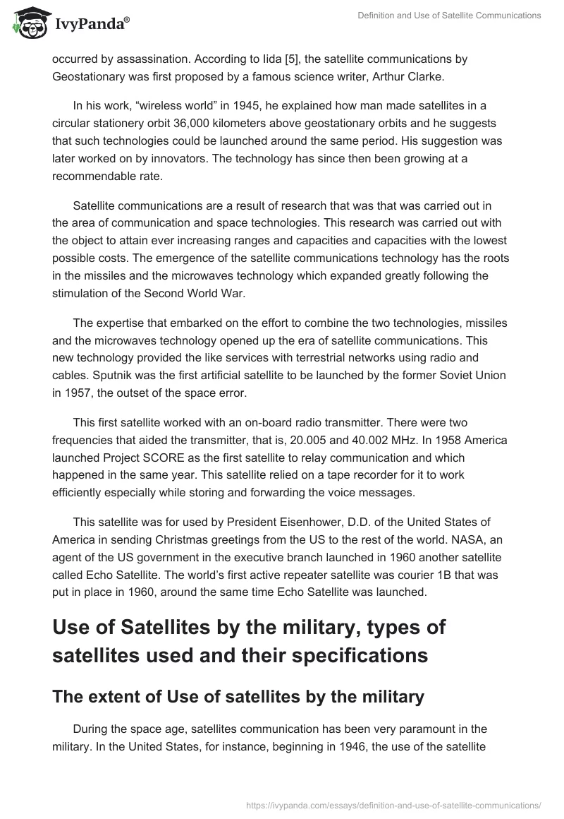 Definition and Use of Satellite Communications. Page 2