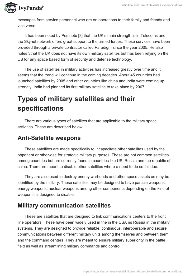 Definition and Use of Satellite Communications. Page 4