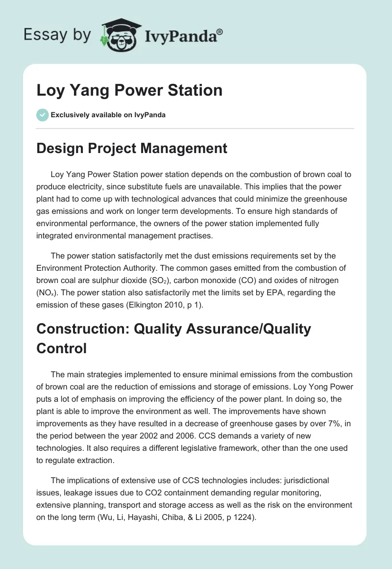 Loy Yang Power Station. Page 1