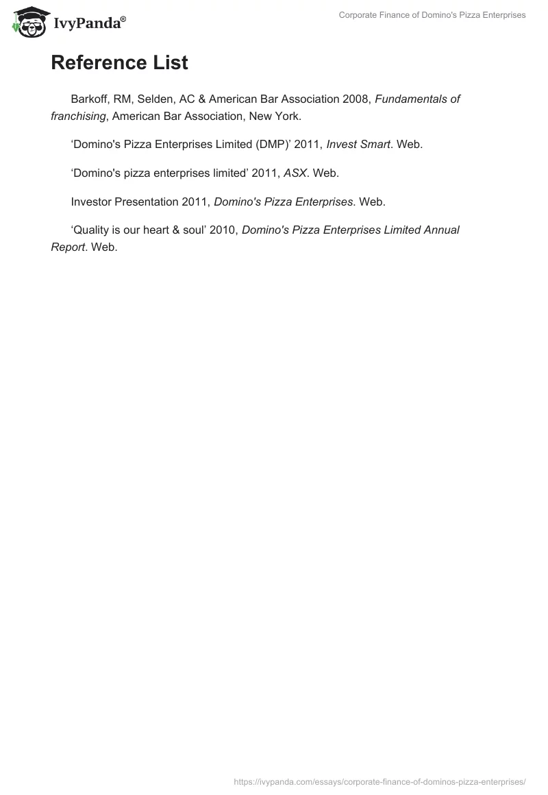 Corporate Finance of Domino's Pizza Enterprises. Page 3